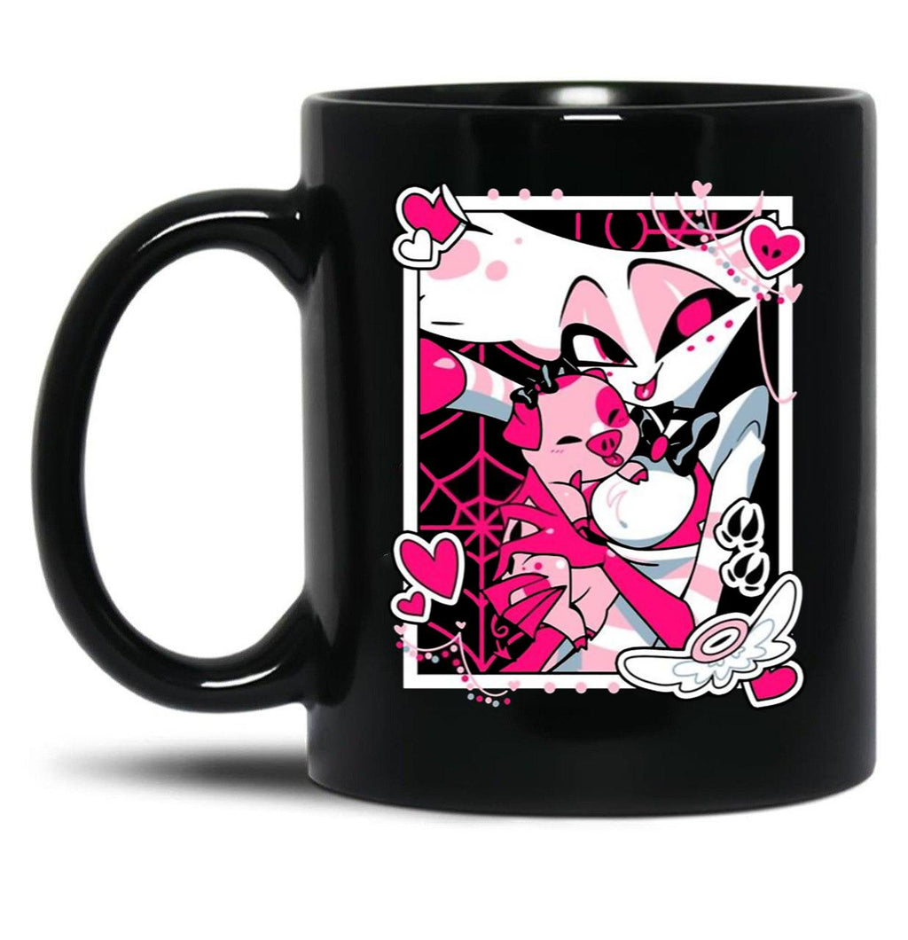 Angel Dust and Fat Nugget Selfie - Hazbin Hotel Essential Black Coffee Mug, Gift Coffee Mug