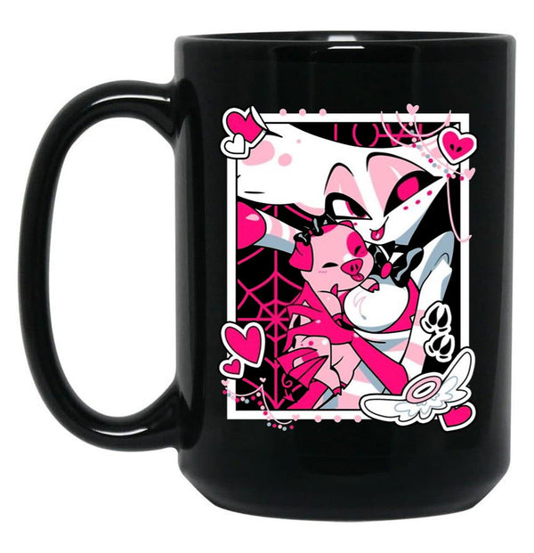 Angel Dust and Fat Nugget Selfie - Hazbin Hotel Essential Black Coffee Mug, Gift Coffee Mug - Black