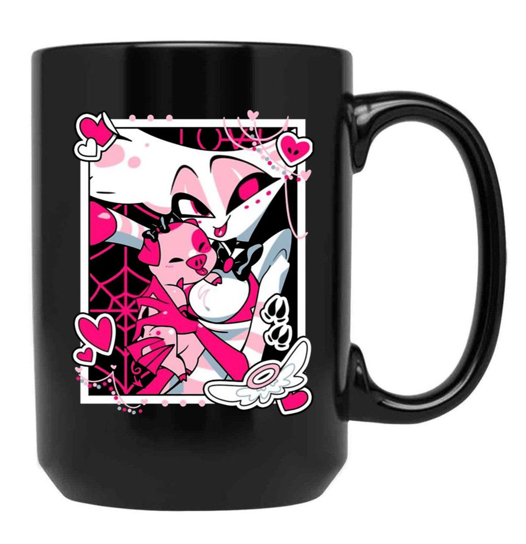 Angel Dust and Fat Nugget Selfie - Hazbin Hotel Essential Black Coffee Mug, Gift Coffee Mug