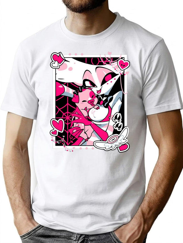 Angel Dust and Fat Nugget Selfie - Hazbin Hotel Essential Premium Heavyweight Cotton T-Shirt - White