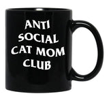 Anti Social Cat Mom Club Black Coffee Mug, Gift Coffee Mug - Black