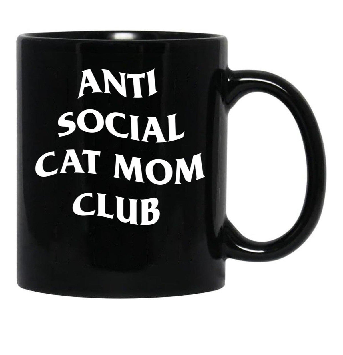 Anti Social Cat Mom Club Black Coffee Mug, Gift Coffee Mug - Black