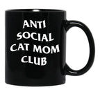 Anti Social Cat Mom Club Black Coffee Mug, Gift Coffee Mug - Black