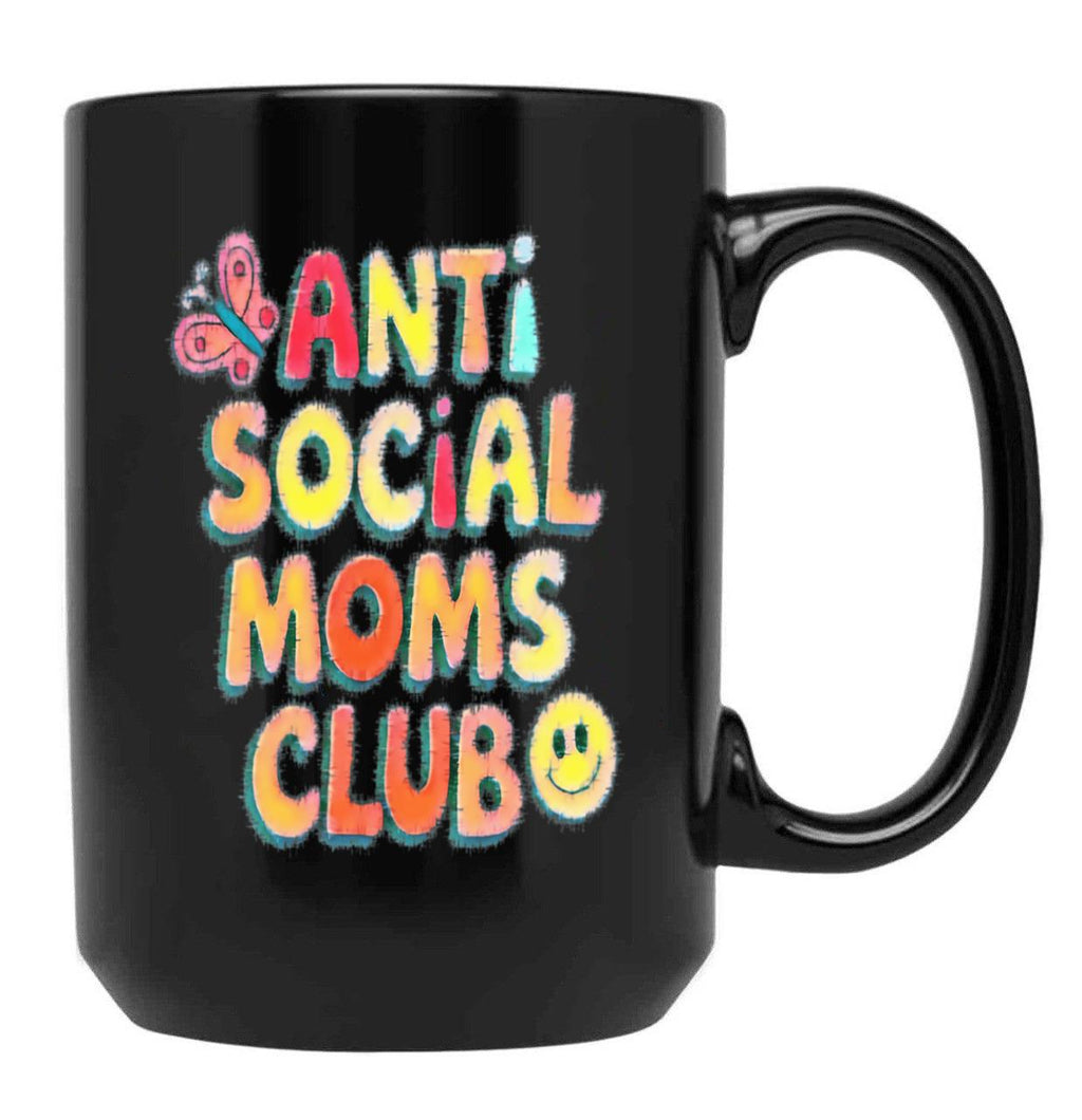 Anti-Social Moms Club V1 Black Coffee Mug, Gift Coffee Mug