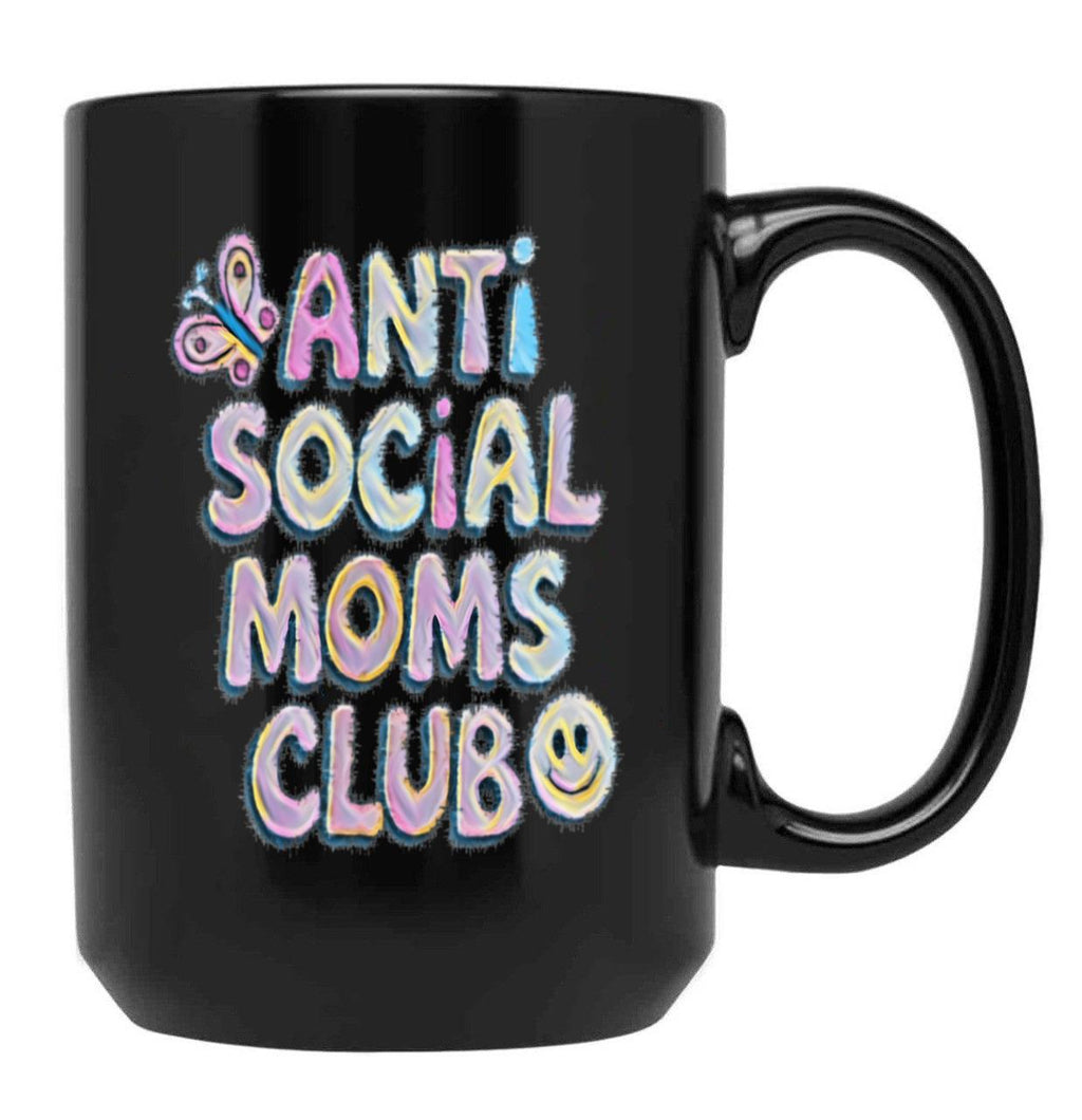 Anti-Social Moms Club V2 Black Coffee Mug, Gift Coffee Mug