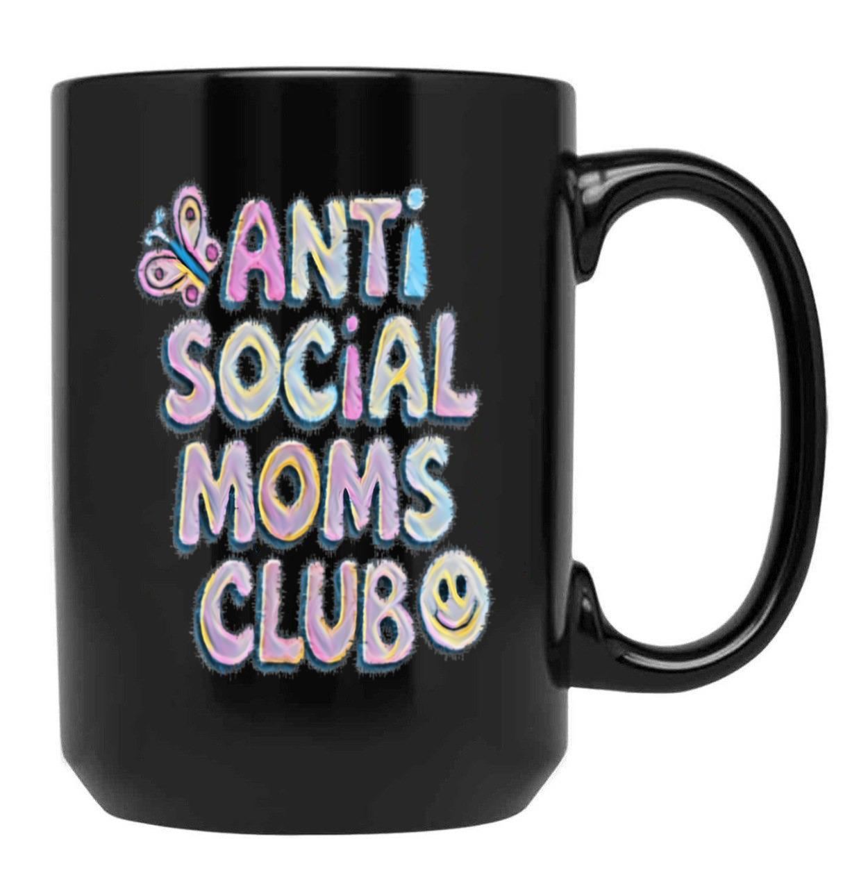 Anti-Social Moms Club V2 Black Coffee Mug, Gift Coffee Mug