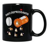 Antidepressant Bulldog Black Coffee Mug, Gift Coffee Mug - Black