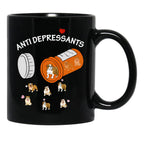 Antidepressant Bulldog Black Coffee Mug, Gift Coffee Mug - Black