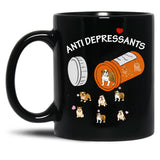 Antidepressant Bulldog Black Coffee Mug, Gift Coffee Mug - Black