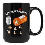 Antidepressant Bulldog Black Coffee Mug, Gift Coffee Mug