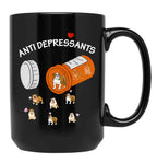 Antidepressant Bulldog Black Coffee Mug, Gift Coffee Mug