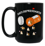 Antidepressant Bulldog Black Coffee Mug, Gift Coffee Mug
