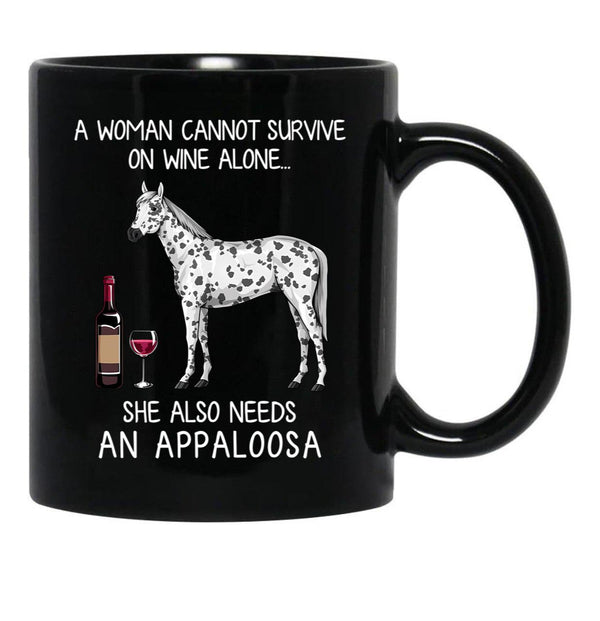 Appaloosa Horse And Wine Funny Horse Black Coffee Mug, Gift Coffee Mug - Black