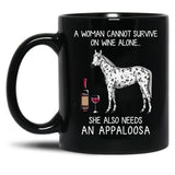 Appaloosa Horse And Wine Funny Horse Black Coffee Mug, Gift Coffee Mug - Black