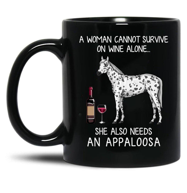Appaloosa Horse And Wine Funny Horse Black Coffee Mug, Gift Coffee Mug - Black