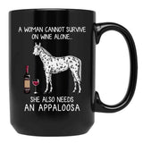 Appaloosa Horse And Wine Funny Horse Black Coffee Mug, Gift Coffee Mug