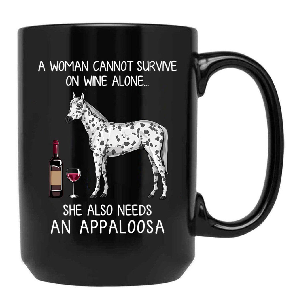 Appaloosa Horse And Wine Funny Horse Black Coffee Mug, Gift Coffee Mug
