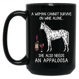 Appaloosa Horse And Wine Funny Horse Black Coffee Mug, Gift Coffee Mug
