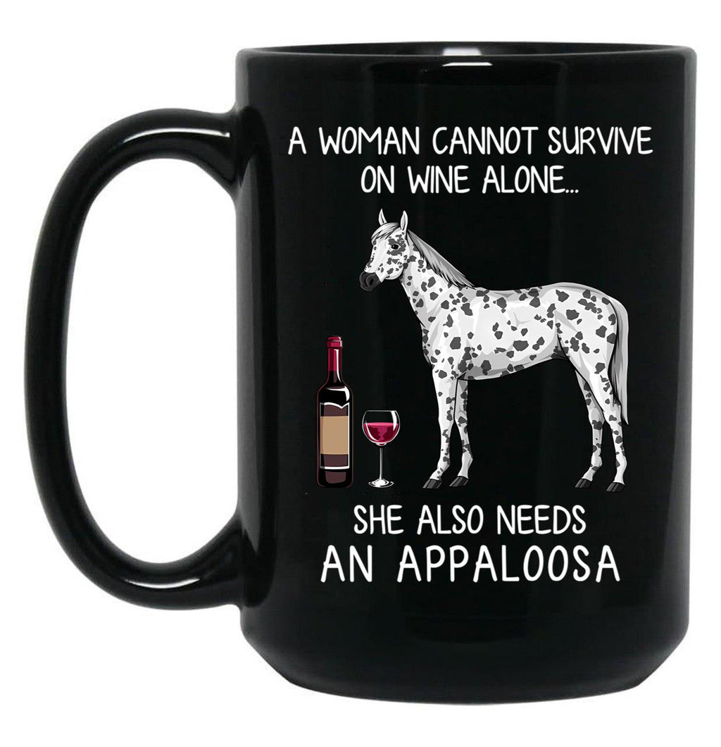 Appaloosa Horse And Wine Funny Horse Black Coffee Mug, Gift Coffee Mug