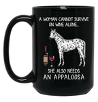 Appaloosa Horse And Wine Funny Horse Black Coffee Mug, Gift Coffee Mug