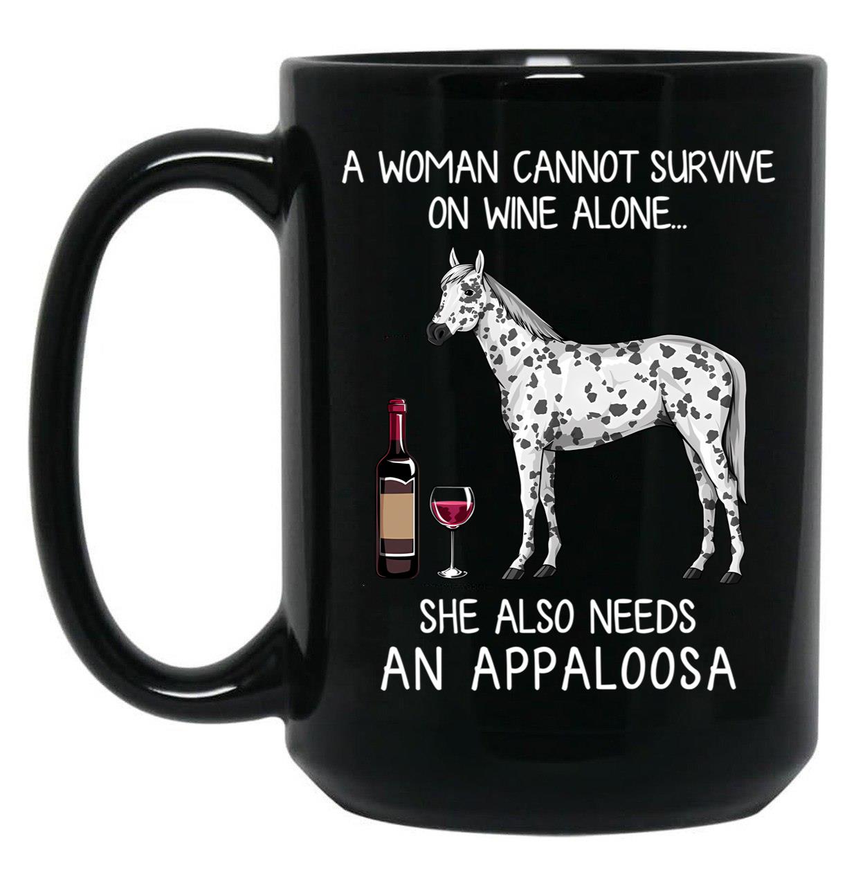 Appaloosa Horse And Wine Funny Horse Black Coffee Mug, Gift Coffee Mug