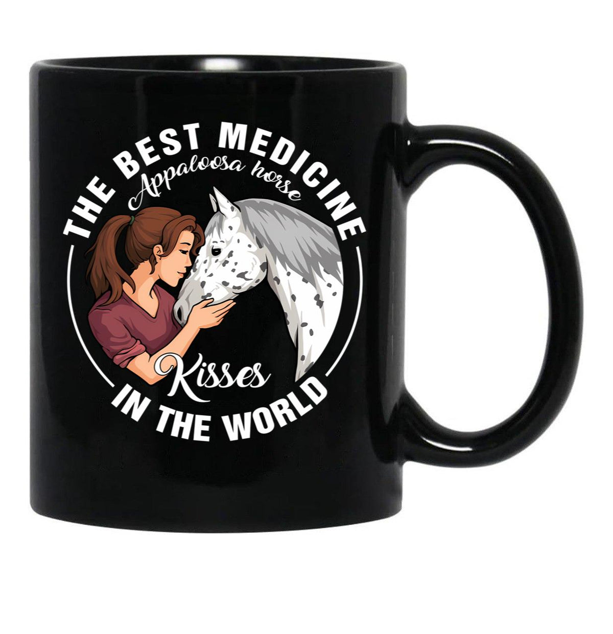 Appaloosa Horse Kisses Best Medicine In The World Black Coffee Mug, Gift Coffee Mug - Black