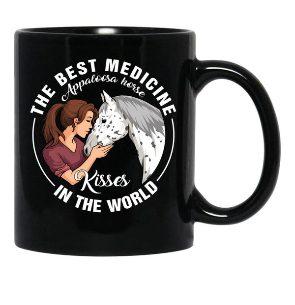 Appaloosa Horse Kisses Best Medicine In The World Black Coffee Mug, Gift Coffee Mug - Black