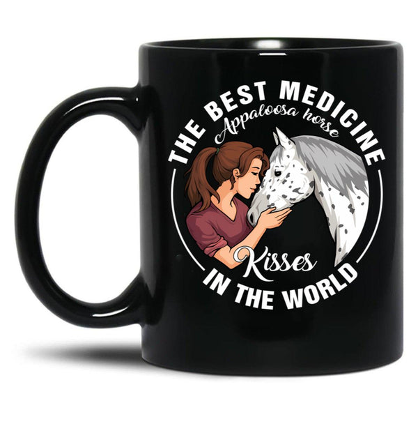 Appaloosa Horse Kisses Best Medicine In The World Black Coffee Mug, Gift Coffee Mug - Black