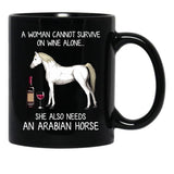 Arabian Horse And Wine Funny Horse Black Coffee Mug, Gift Coffee Mug - Black