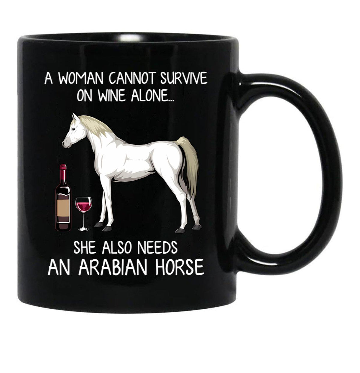 Arabian Horse And Wine Funny Horse Black Coffee Mug, Gift Coffee Mug - Black