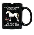 Arabian Horse And Wine Funny Horse Black Coffee Mug, Gift Coffee Mug - Black