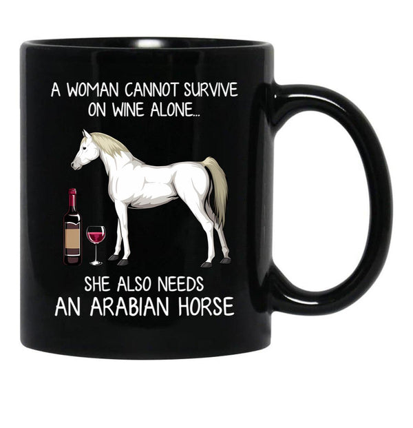 Arabian Horse And Wine Funny Horse Black Coffee Mug, Gift Coffee Mug - Black