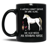 Arabian Horse And Wine Funny Horse Black Coffee Mug, Gift Coffee Mug - Black