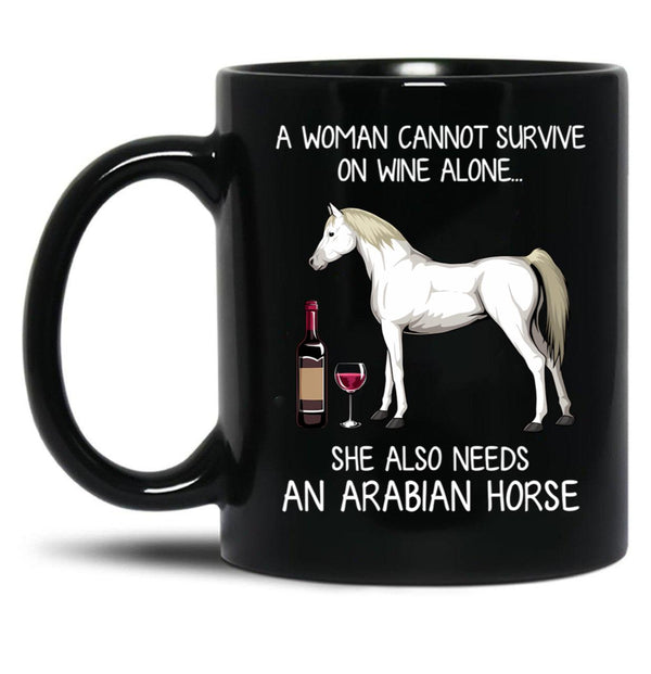 Arabian Horse And Wine Funny Horse Black Coffee Mug, Gift Coffee Mug - Black