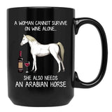 Arabian Horse And Wine Funny Horse Black Coffee Mug, Gift Coffee Mug