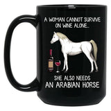 Arabian Horse And Wine Funny Horse Black Coffee Mug, Gift Coffee Mug