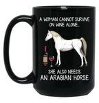 Arabian Horse And Wine Funny Horse Black Coffee Mug, Gift Coffee Mug