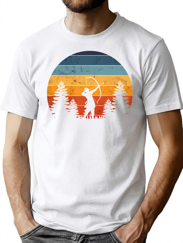 Archery Archer Bow Vintage Retro Distressed Design T-Shirt for Men & Women, T-Shirts Graphic Tee - White