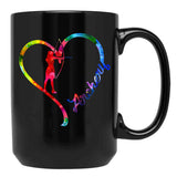 Archery Heart Black Coffee Mug, Gift Coffee Mug