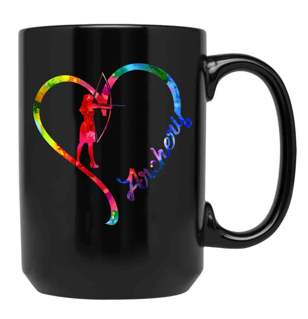 Archery Heart Black Coffee Mug, Gift Coffee Mug