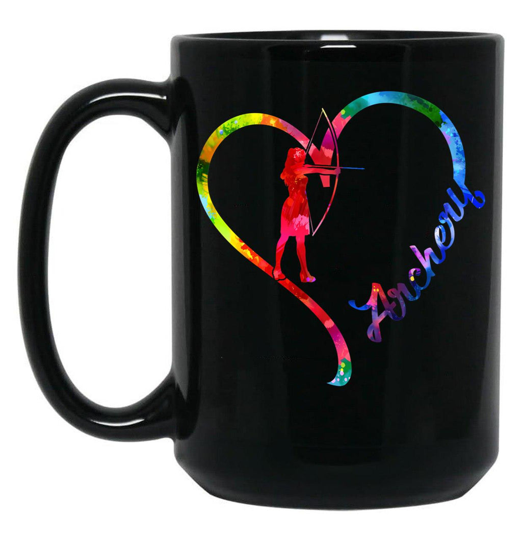 Archery Heart Black Coffee Mug, Gift Coffee Mug