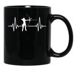 Archery Heartbeat Black Coffee Mug, Gift Coffee Mug - Black