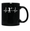 Archery Heartbeat Black Coffee Mug, Gift Coffee Mug - Black