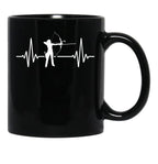 Archery Heartbeat Black Coffee Mug, Gift Coffee Mug - Black