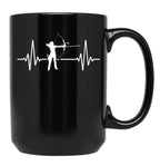 Archery Heartbeat Black Coffee Mug, Gift Coffee Mug