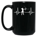 Archery Heartbeat Black Coffee Mug, Gift Coffee Mug