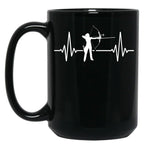 Archery Heartbeat Black Coffee Mug, Gift Coffee Mug