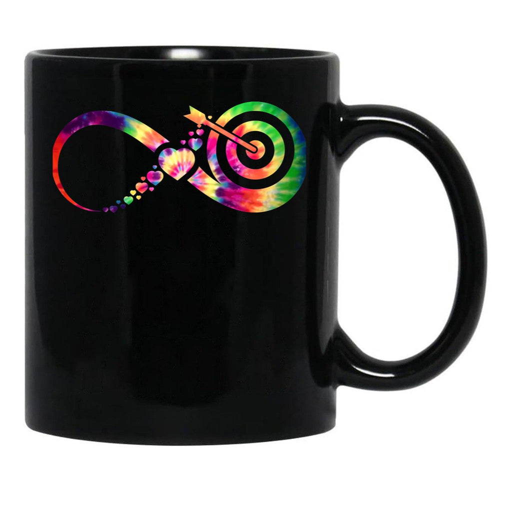 Archery Infinity Tie Dye Black Coffee Mug, Gift Coffee Mug - Black