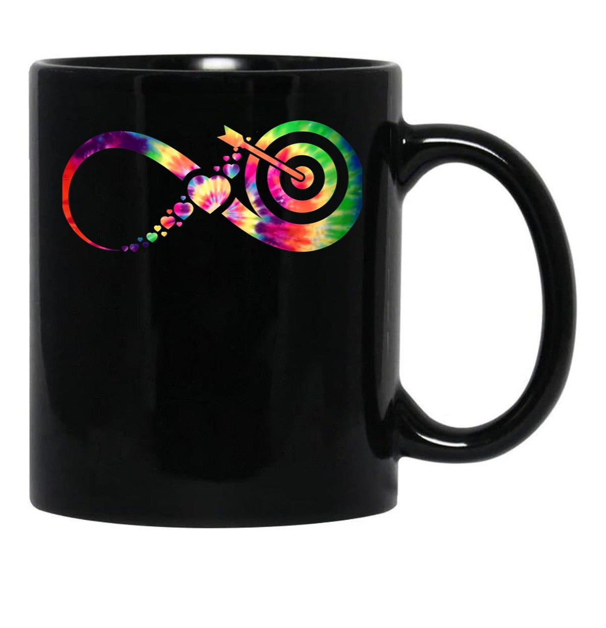 Archery Infinity Tie Dye Black Coffee Mug, Gift Coffee Mug - Black