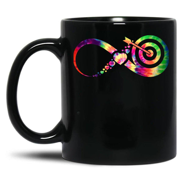 Archery Infinity Tie Dye Black Coffee Mug, Gift Coffee Mug - Black